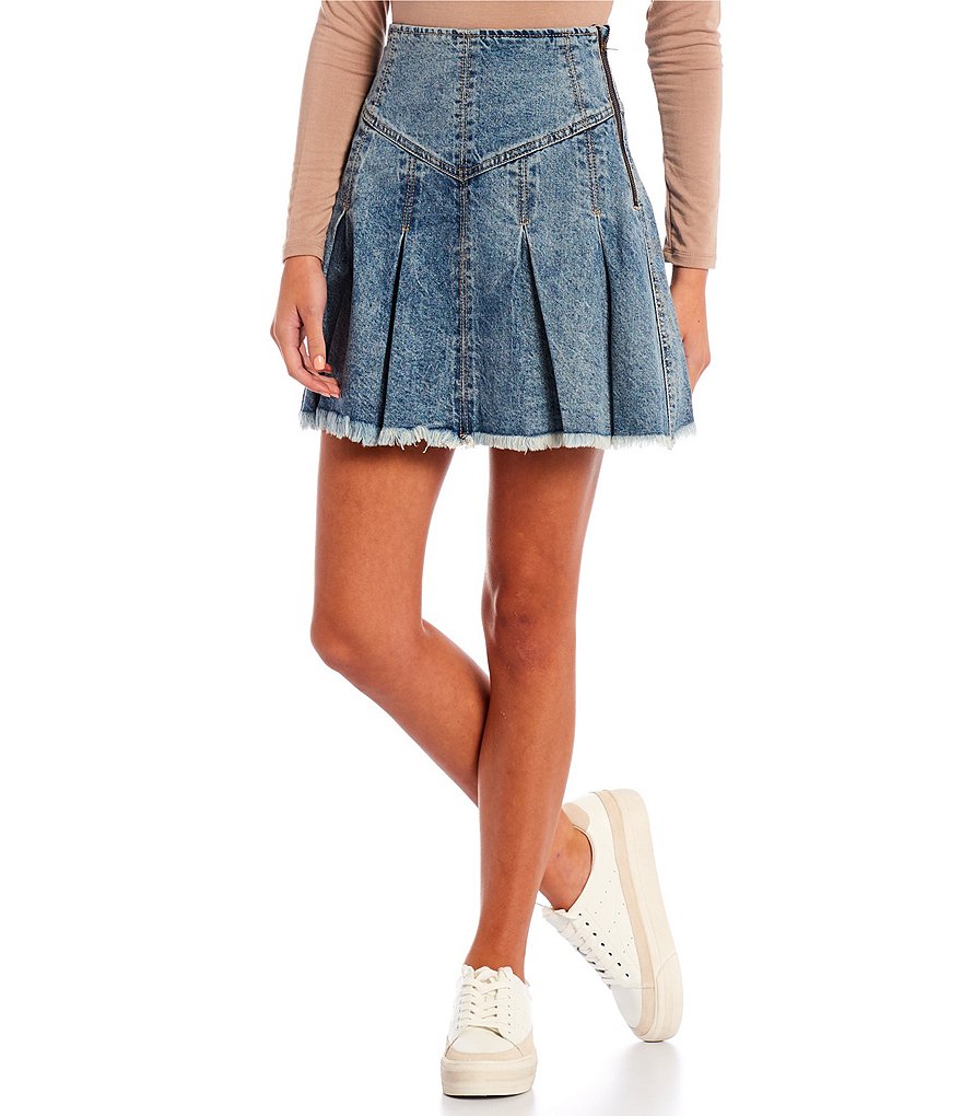 GB Frayed Hem Denim Tennis Skirt