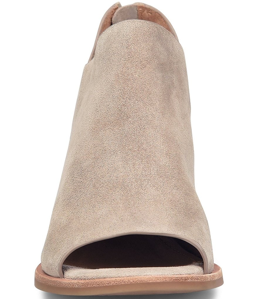 Sofft Carleigh Suede Rounded Stack Heel Peep Toe Pumps