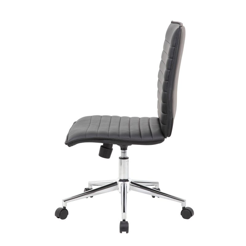 Armless Task Chair Black Vinyl - Boss Office Products