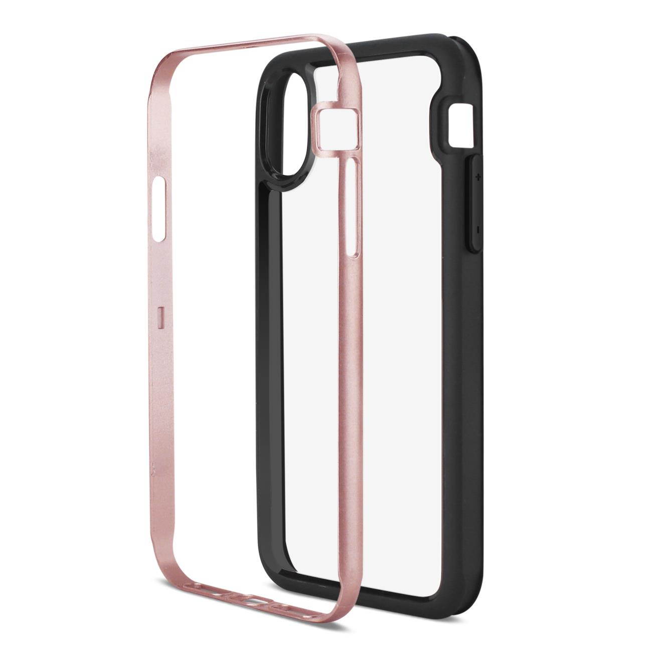 Reiko iPhone X/iPhone XS Hard Transparent Plastic TPU Case In Clear Rose Gold