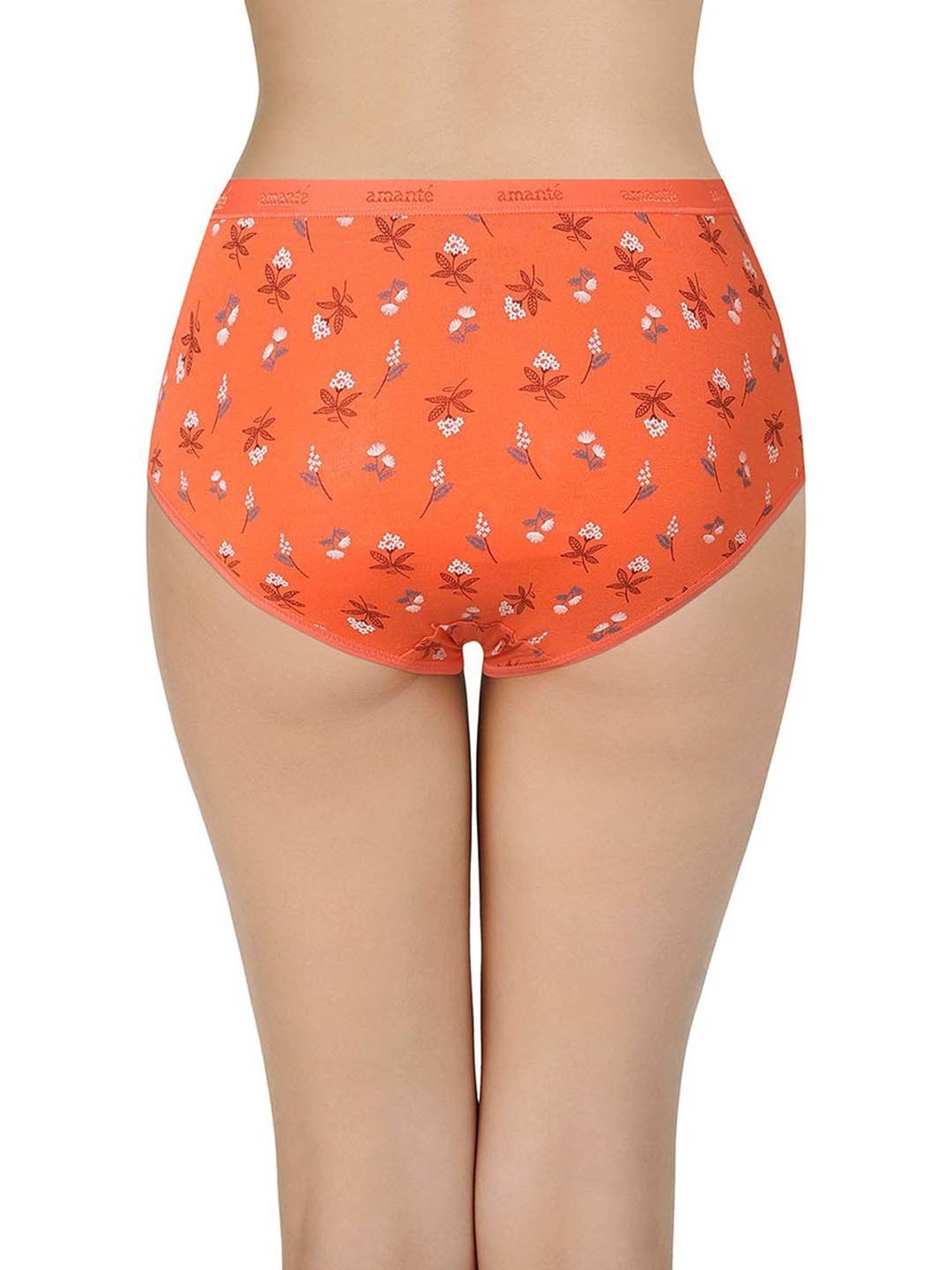 Amante Orange & White Cotton Printed Hipster Panties - Pack Of 3
