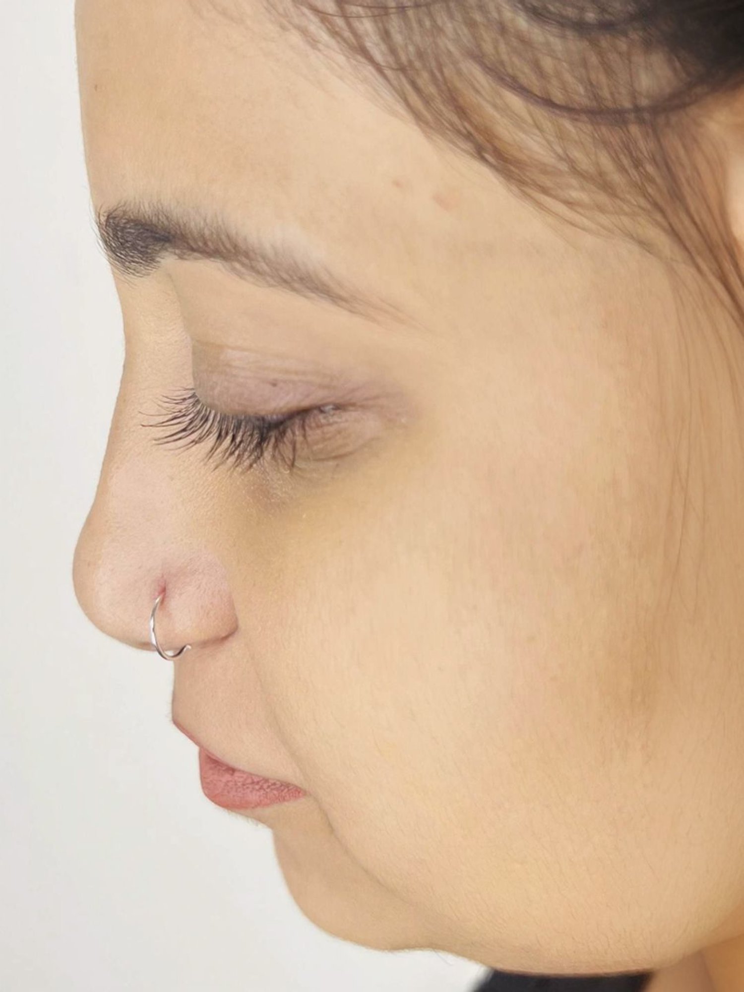 Arte Jewels 925 Sterling Silver Oxidized Plain Nose Ring for Women & Girls