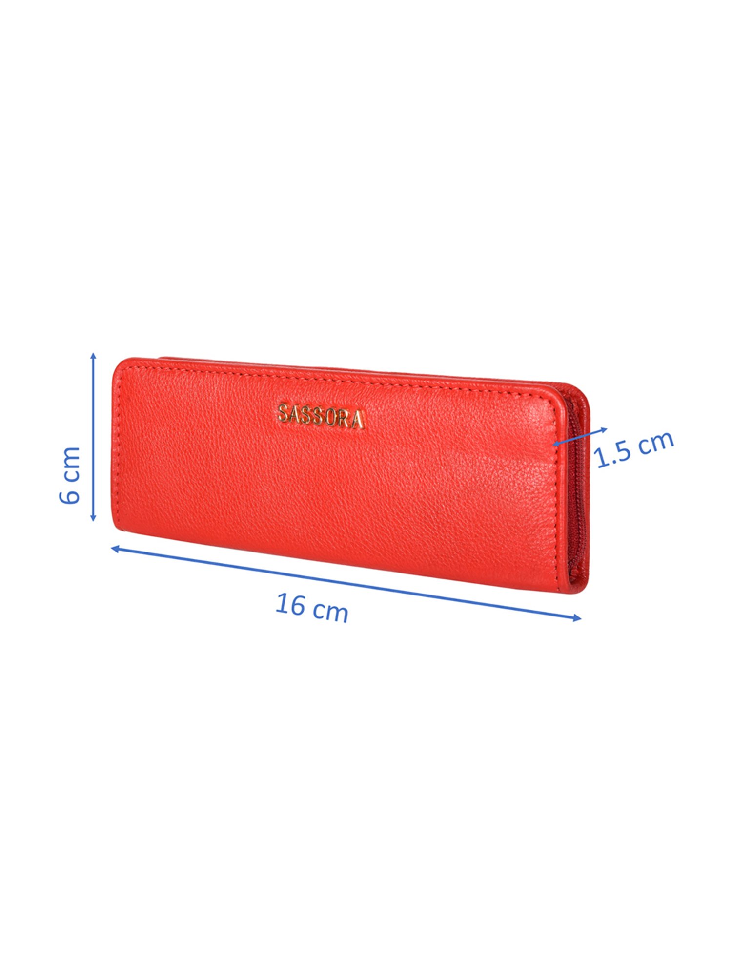 SASSORA Florid Red Leather Small Pen Case