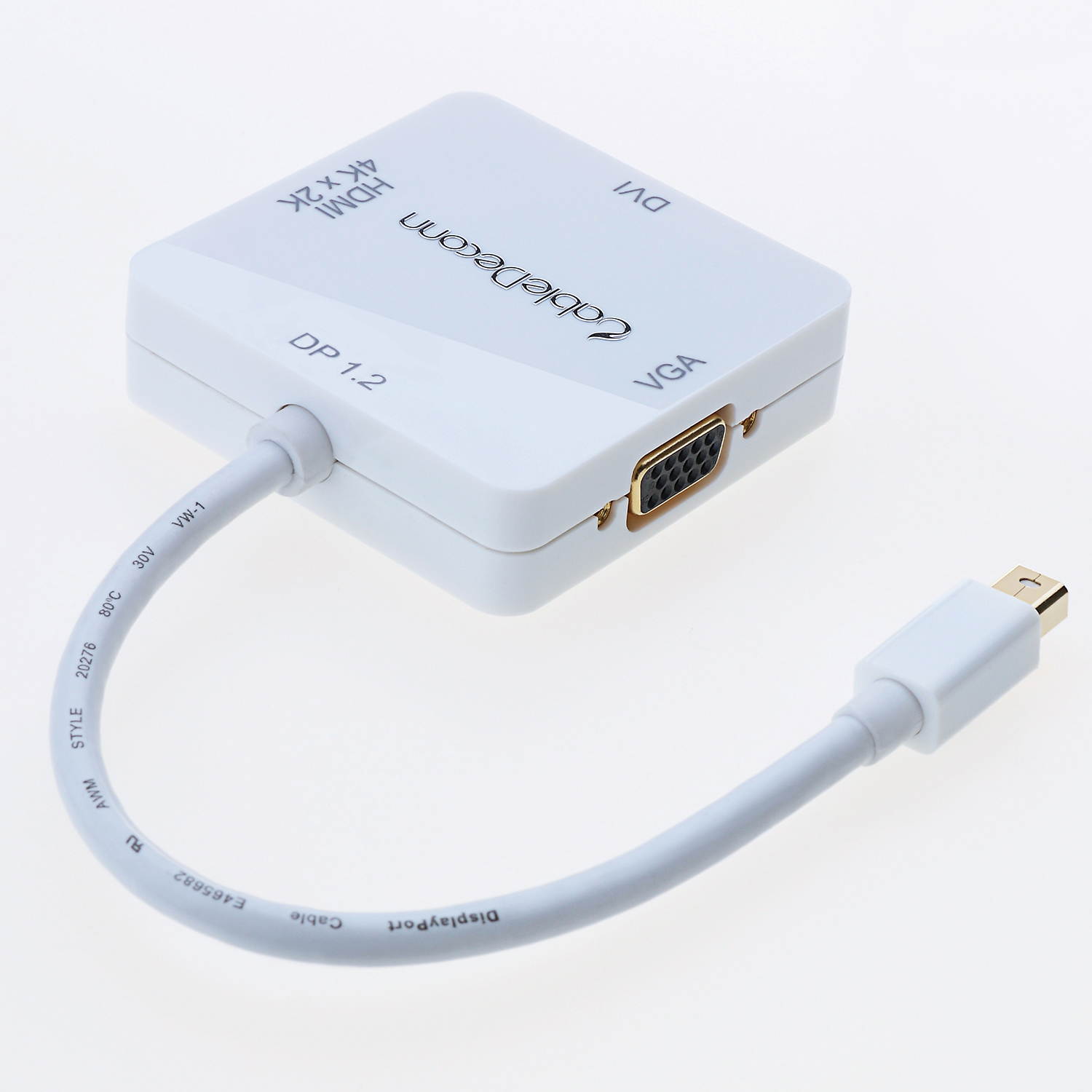 CableDeconn Thunderbolt Mini Displayport HDMI 4Kx2K to HDMI VGA DVI HDTV Video Cable Converter for Apple Macbook, Macbook Pro, iMac, Macbook Air, Mac Mini, Surface pro 2 3 4, Thinkpad ,Dell