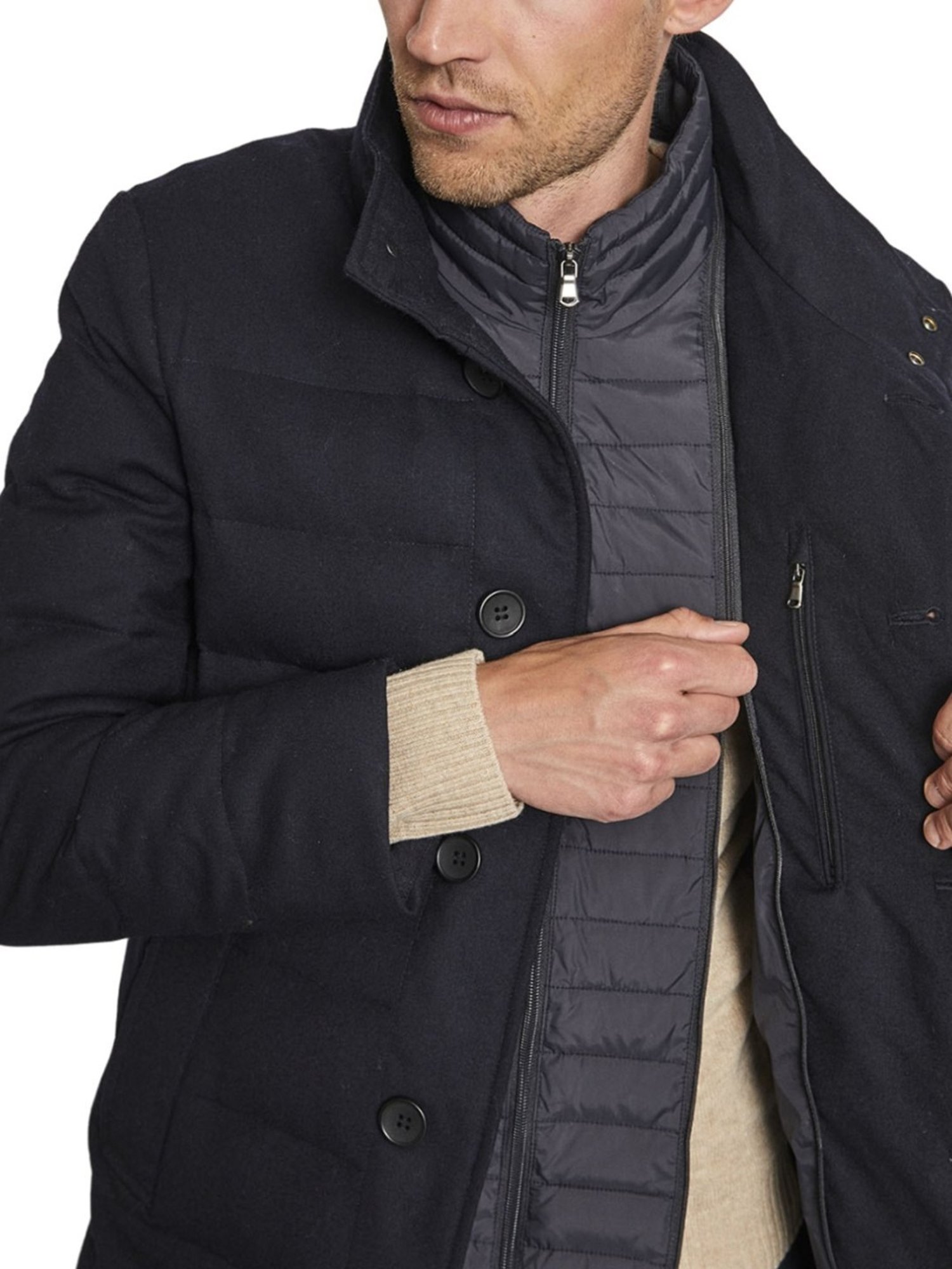 Bruun & Stengade Navy Blue Regular Fit Quilted Coats