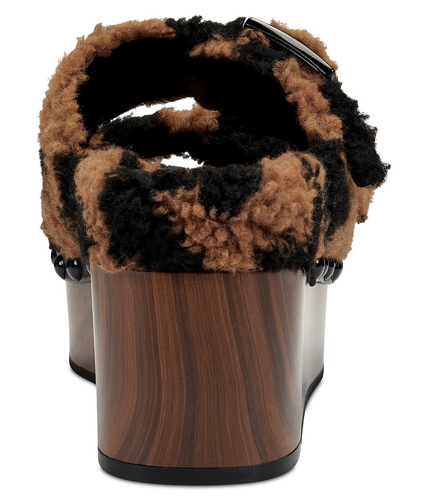 Jessica Simpson Cyriss Leopard Print Faux Shearling Buckle Wedges