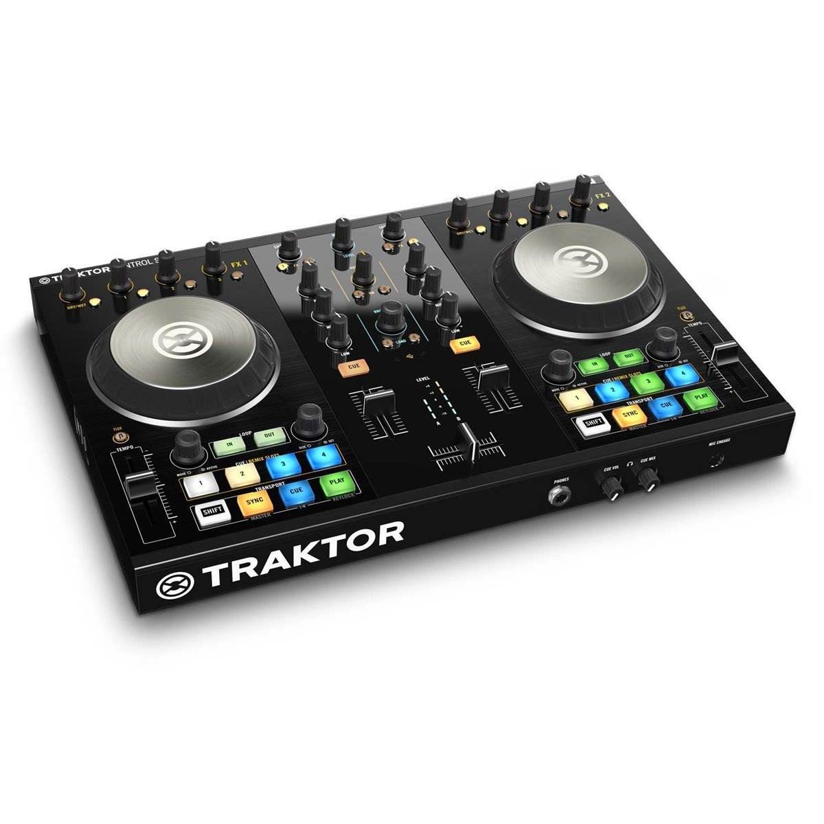 Native Instruments Traktor Kontrol S2 MK2 DJ Controller + Tascam DJ Headphone TH02 + (2) 1/4 cables 18ft ea