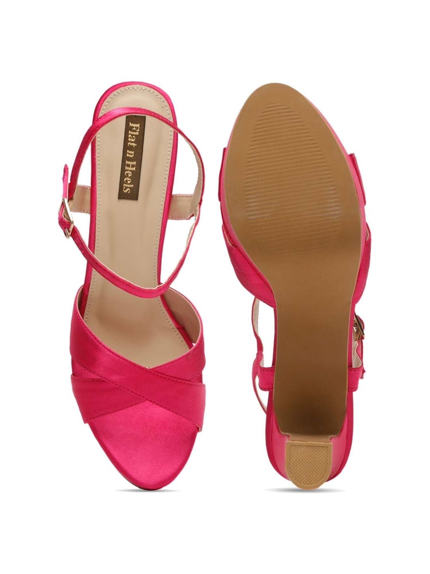 Flat N Heels Women's Pink Ankle Strap Sandals