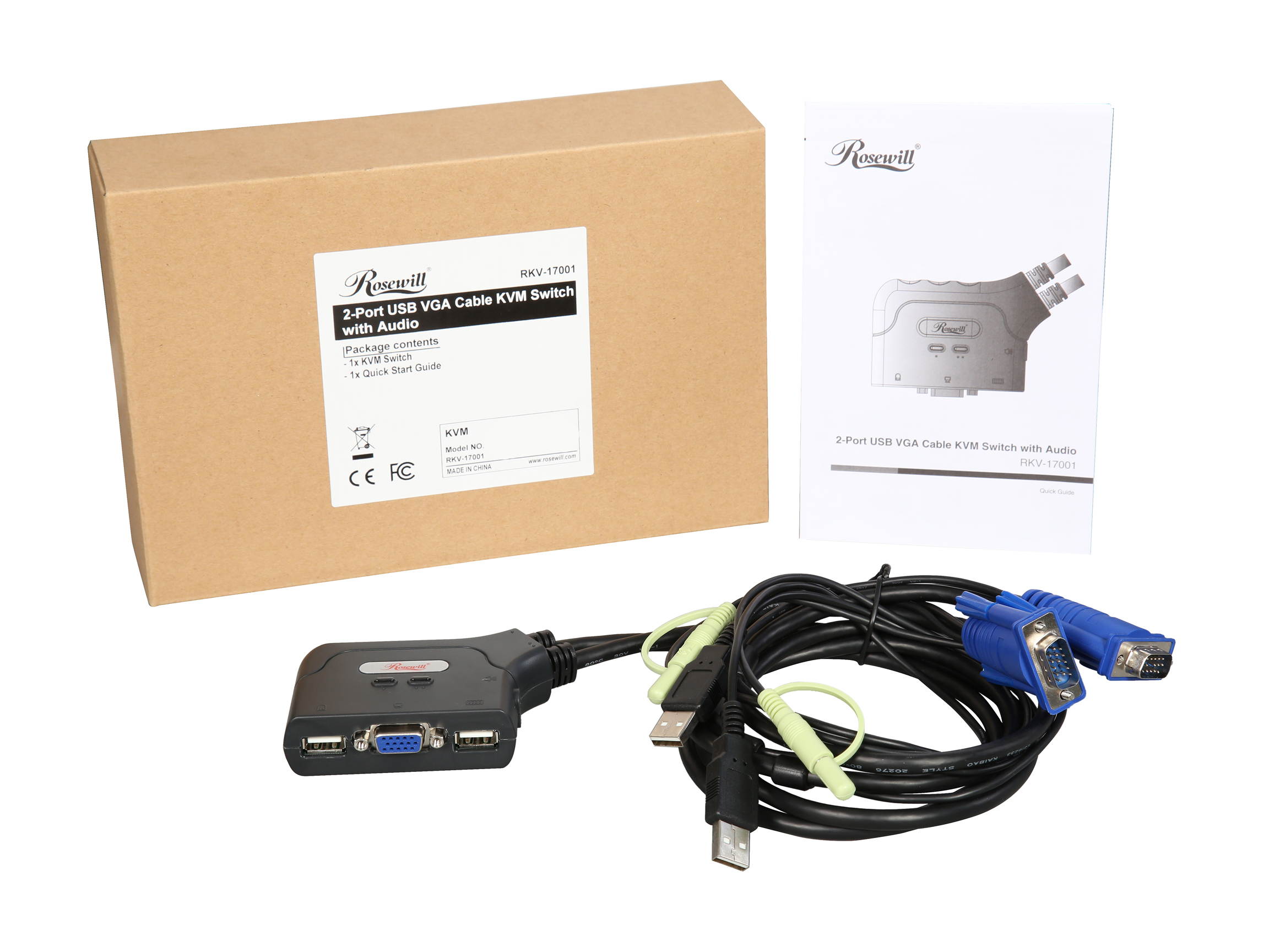 Rosewill RKV-17001 2-Port USB Cable KVM Switch with Audio