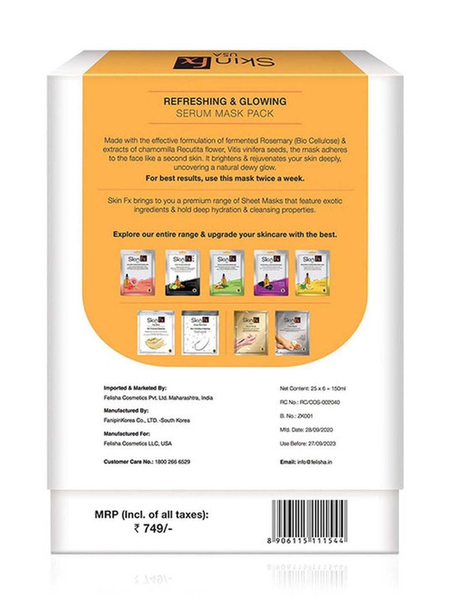 Skin Fx Refreshing & Glowing Serum Mask Combo - Pack of 6