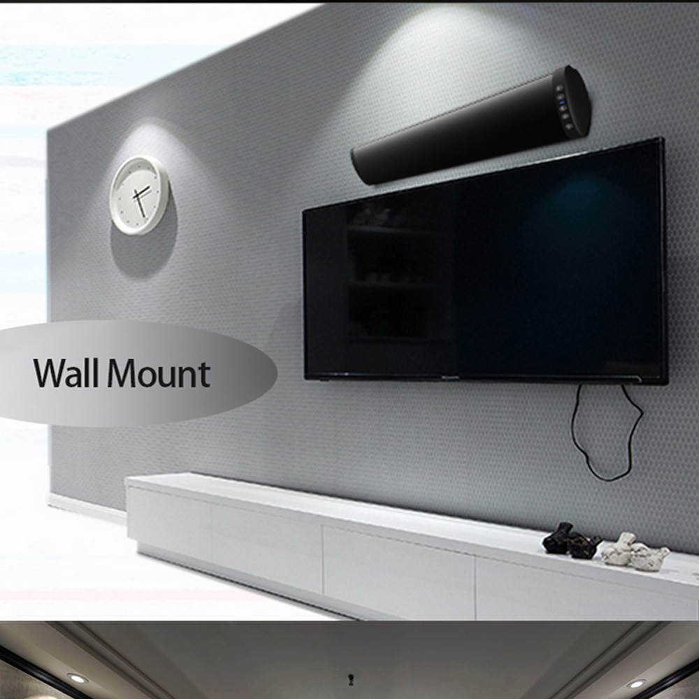 20W Wireless Bluetooth Column Soundbar TV Music Speaker Sound Bar Home Theater TF USB Support 3.5mm Fiber RCA With Wall Mount