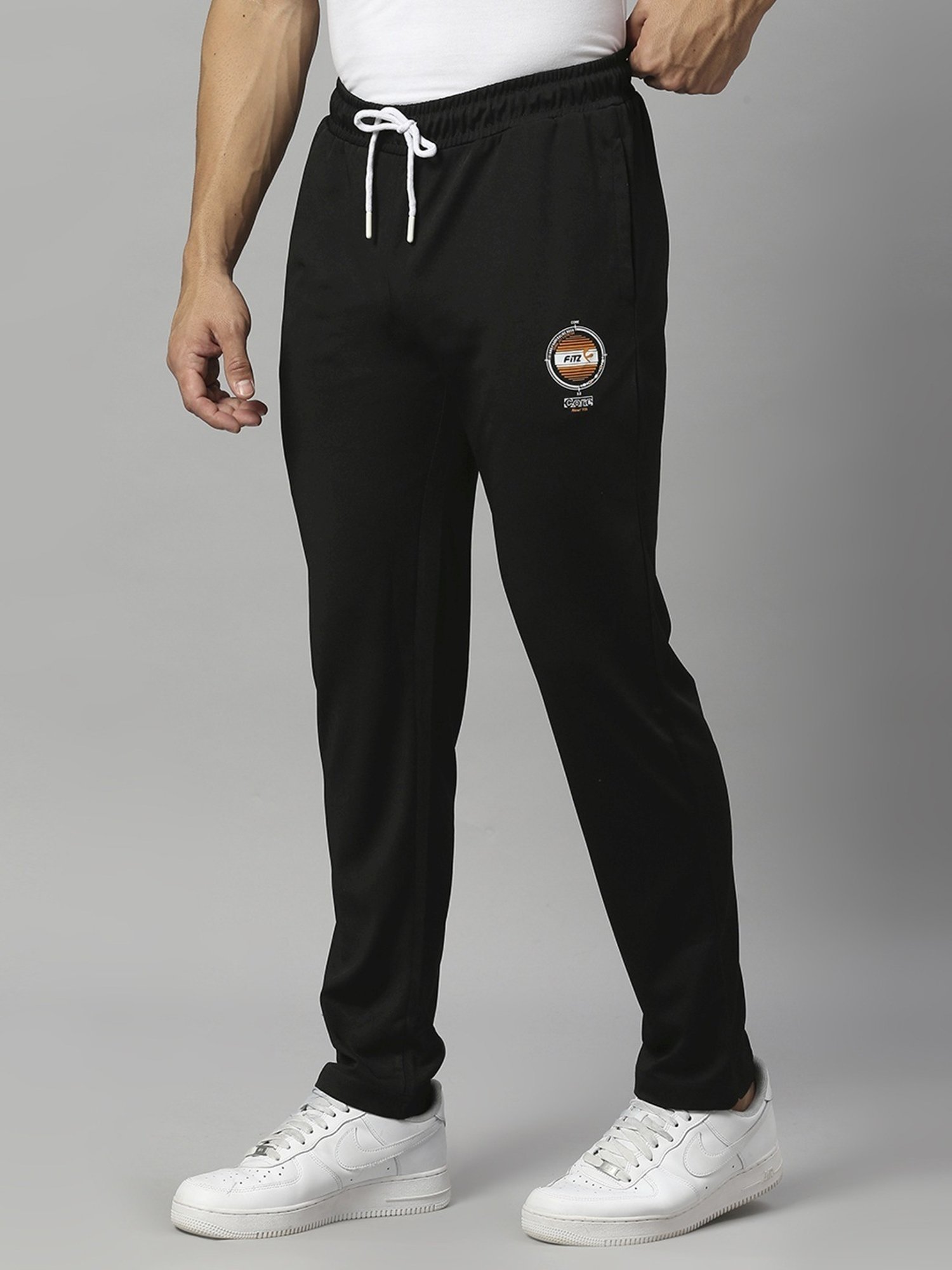 Fitz Black Slim Fit Sports Trackpants
