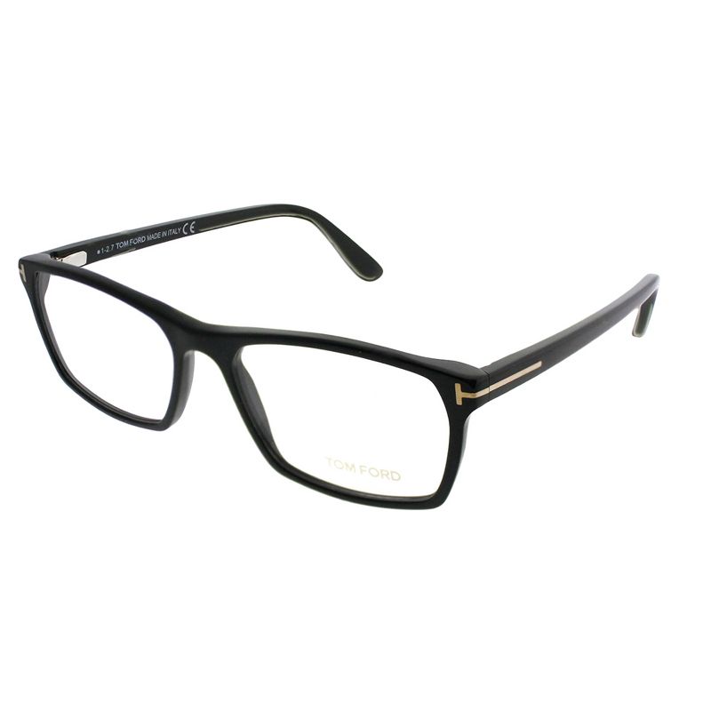 Tom Ford  001 Unisex Rectangle Eyeglasses Shiny Black 56mm
