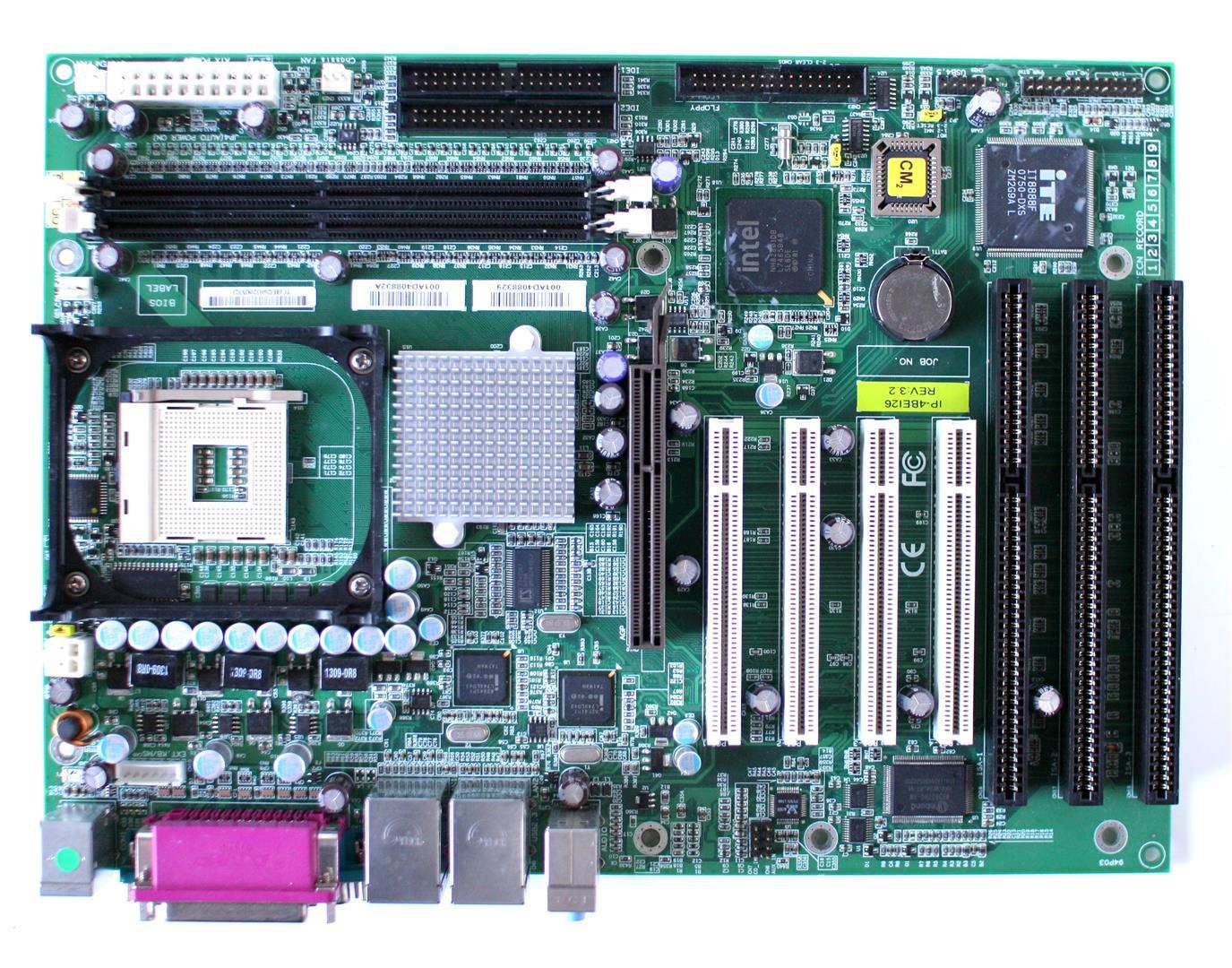 MB INDUSTRIAL SKT 478 845E, 3 ISA, 4 PCI, 2LAN/4USB/A/P  SHIELD