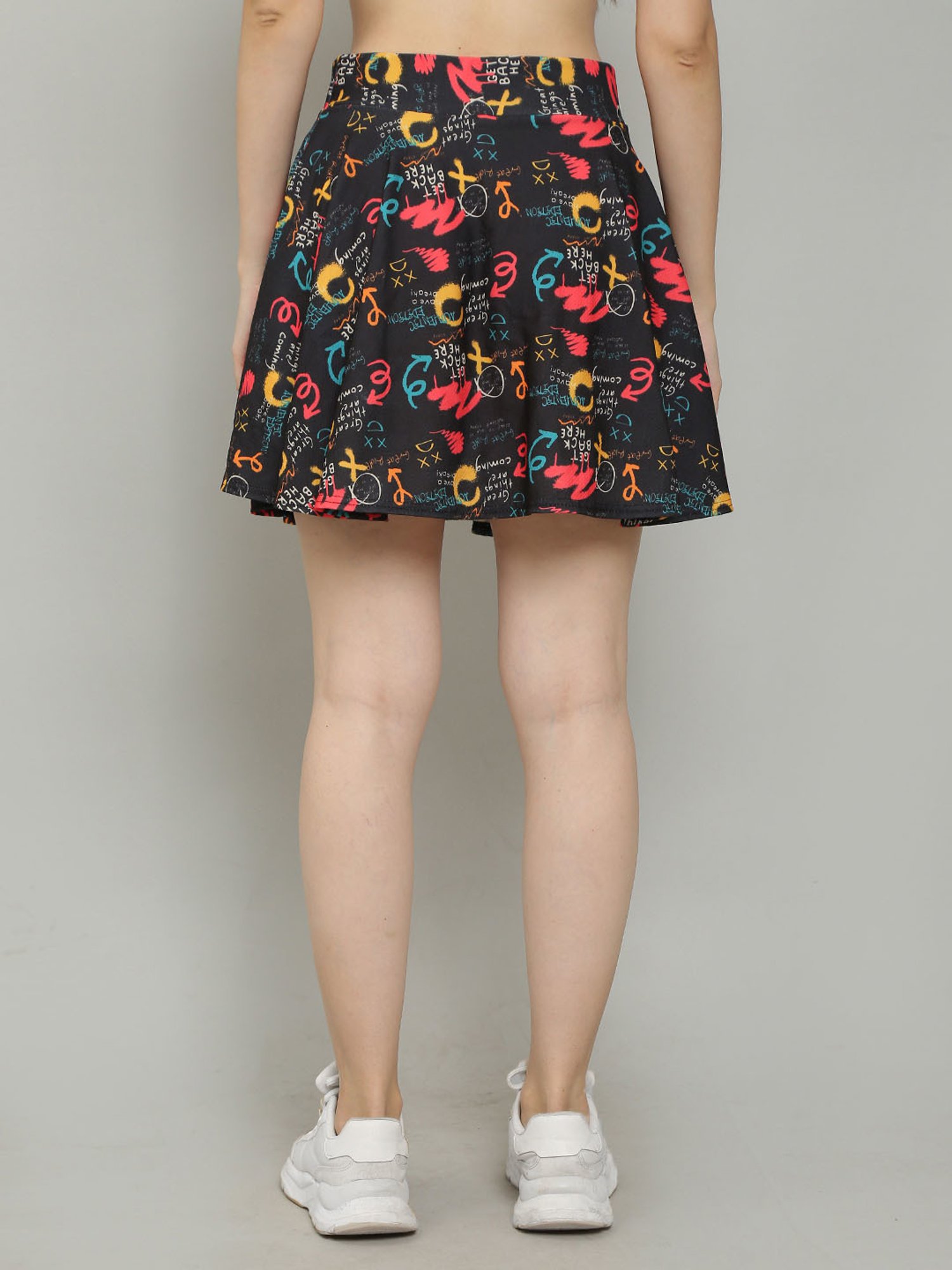 N-Gal Black Printed Mini Skirt