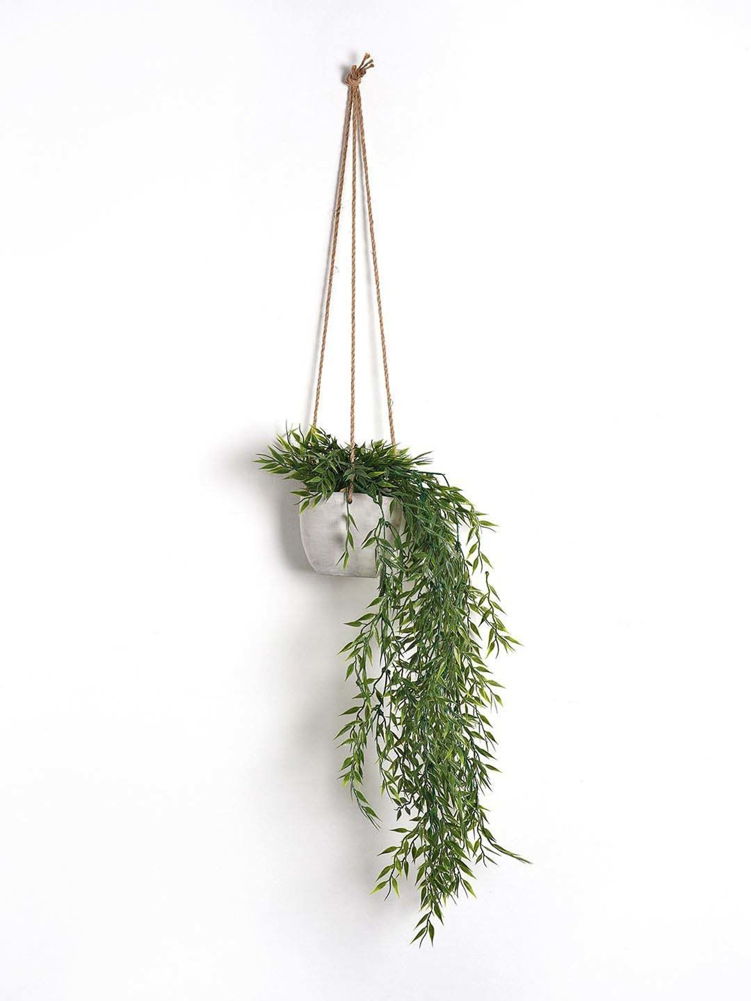 Pure Home and Living Green Plastic Artificial Bamboo Leaf Plant With Cement Pot