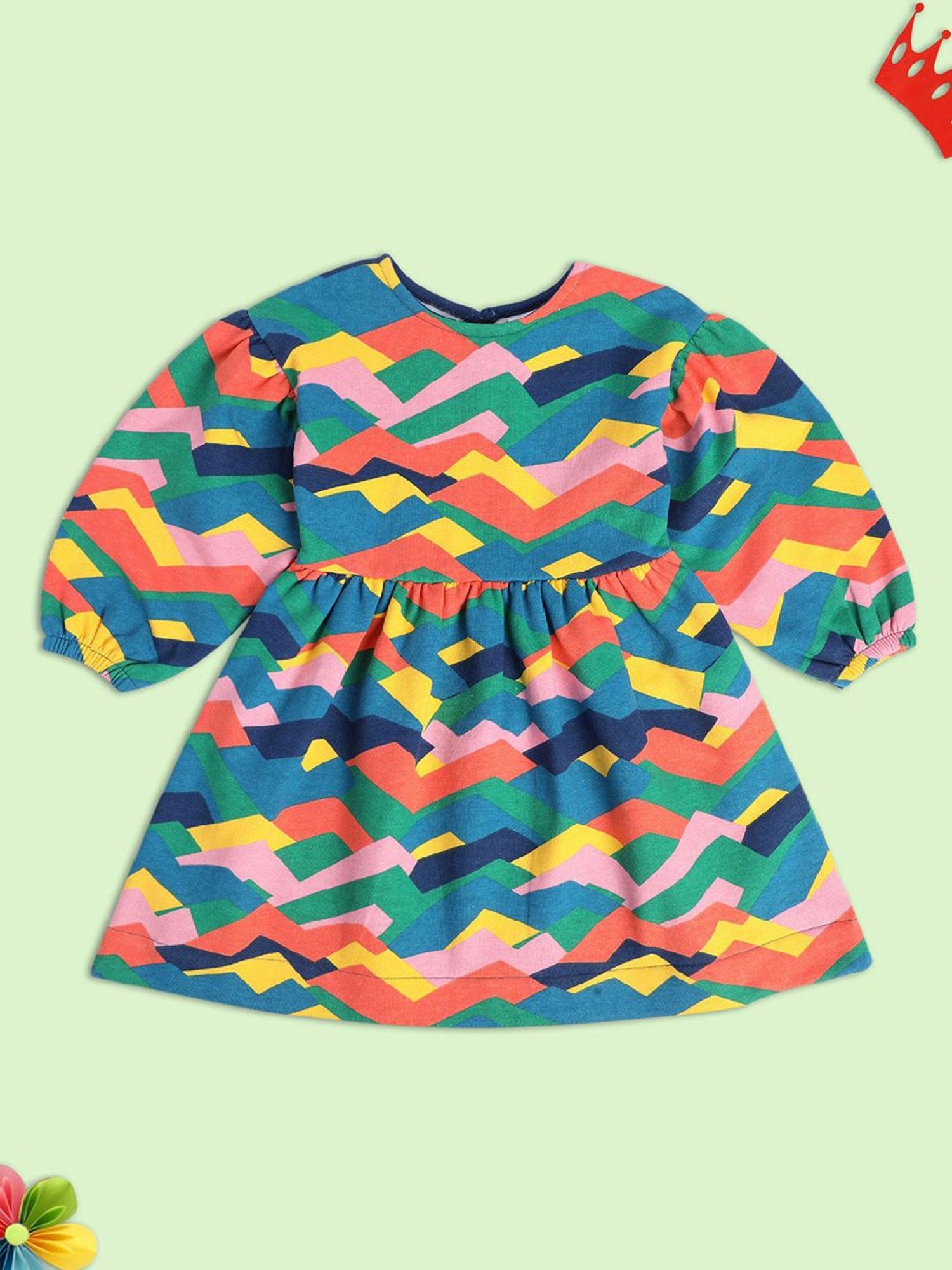 MINIKLUB Kids Multicolor Printed Full Sleeves Dress