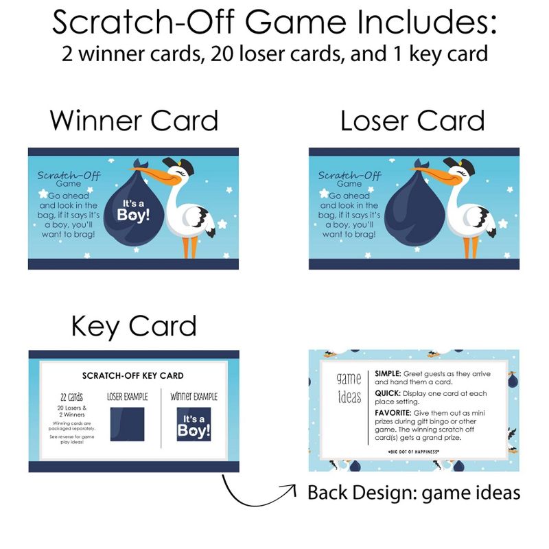 Big Dot of Happiness Boy Special Delivery - Blue It's a Boy Stork Baby Shower Game Scratch Off Cards - 22 Count