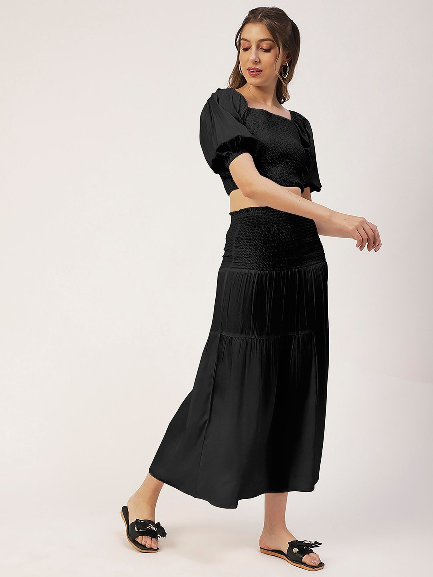 Moomaya Black Midi Skirt