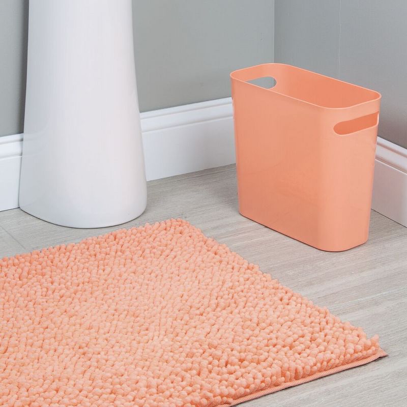 mDesign Soft Polyester Non-Slip Rectangular, Water Absorbent Accent Rug - Coral