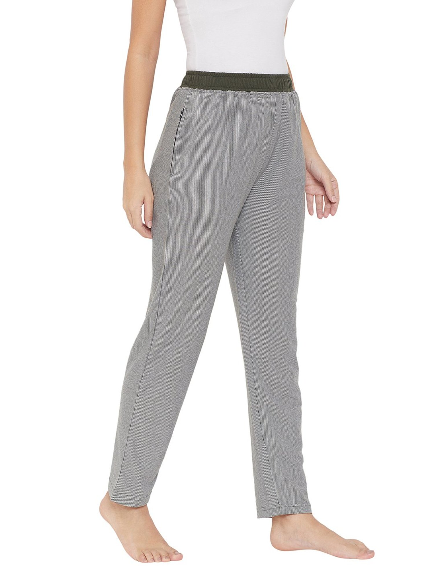 Okane Olive & White Striped Lounge Pants