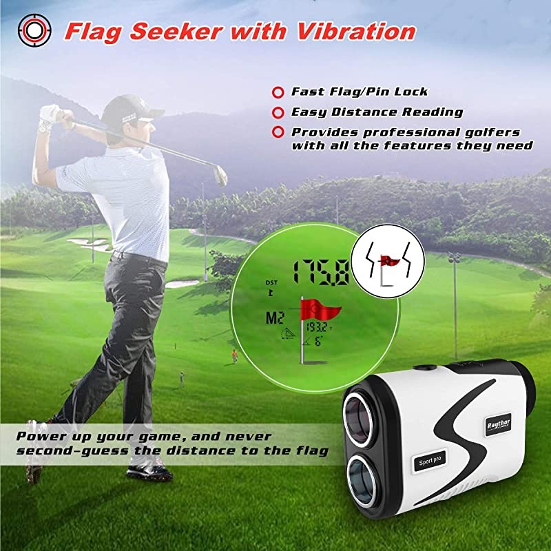 Golf Rangefinder, 6X Rechargeable Laser Range Finder 1000 Yards with Slope Adjustment, Flag-Lock with Vibration, Fast Focus System, Continuous Scan, Help You Choose The Right Club