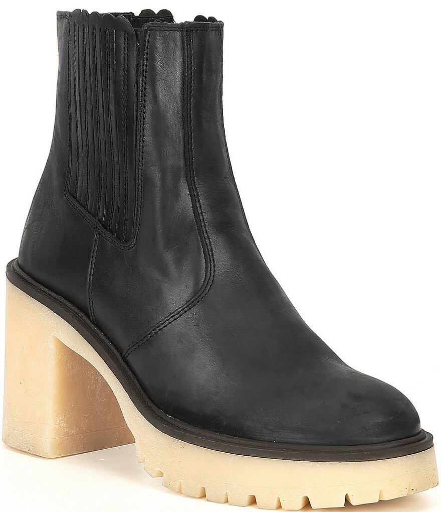 Free People James Leather Block Heel Chelsea Booties
