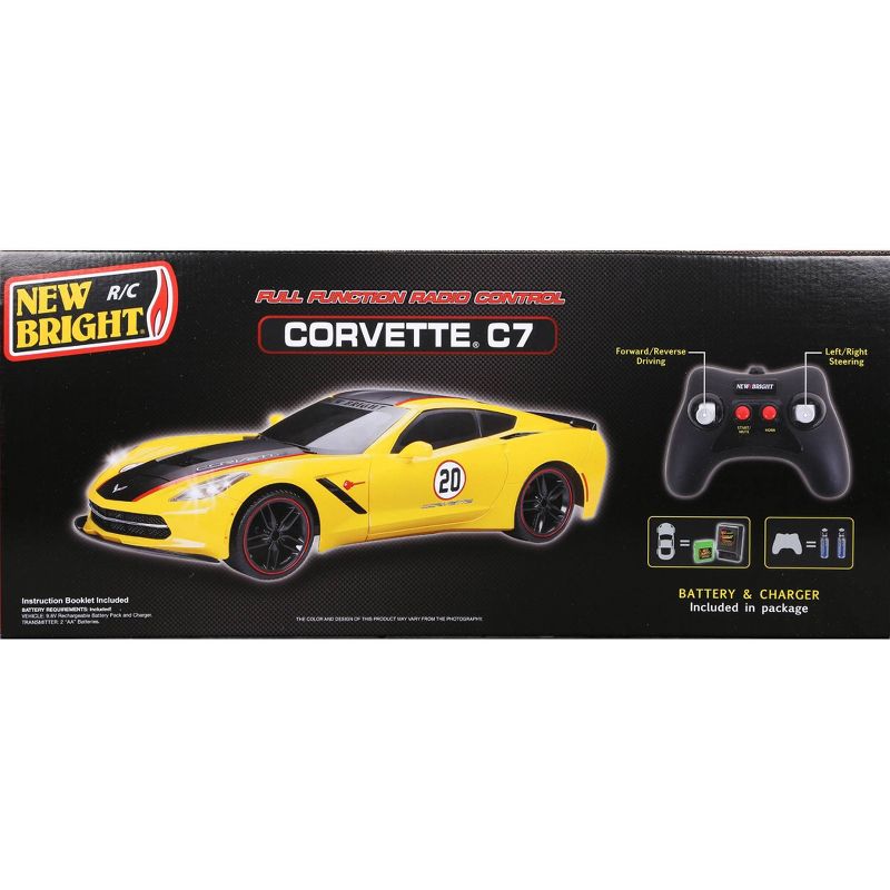 New Bright R/C Showcase Sportscar Racing Corvette C7 Yellow 9 .6v 1:8 Scale