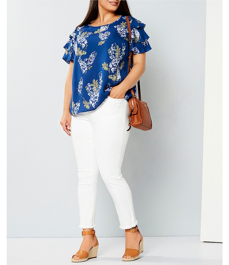 Vince Camuto Plus Size Frayed Hem Skinny Ankle Jeans