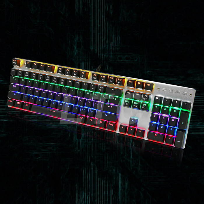 LeaningTech Mechanical Feel Gaming Keyboard with Blue Switches 6-Color Backlit 104 Keys Anti-Ghosting