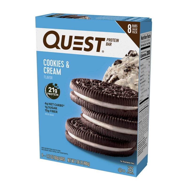 Quest Cookies & Cream Protein Bar - 8ct/ 16.96oz Total