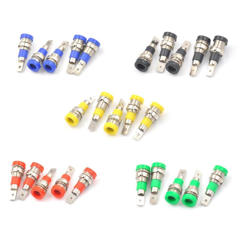 5Pcs Brass 4mm Banana Plugs Female 30-60VDC Jack Socket Plug Wire Connector 5 Colors Whosesale