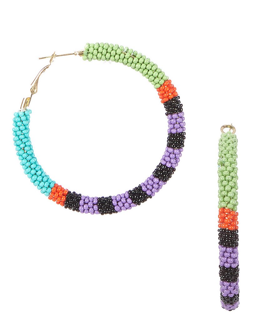 Natasha Accessories Beaded Hoop Earrings