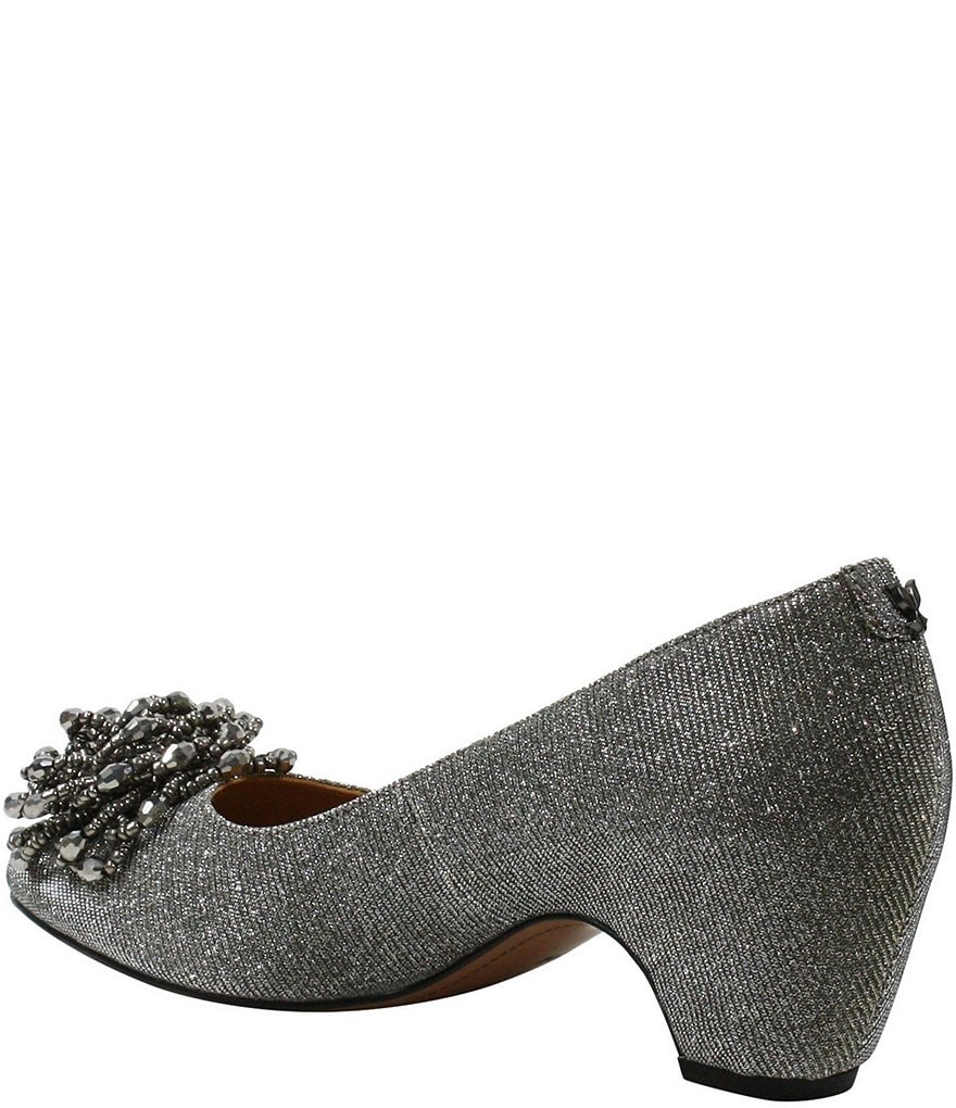 J. Renee Deyanne Glitter Fabric Beaded Floral Ornament Detail Pumps