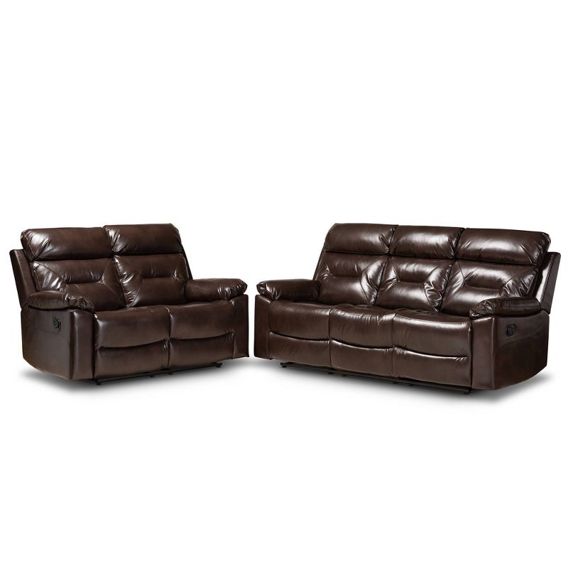 Faux Leather Accent Chair and Ottoman Charcoal Gray - EveryRoom