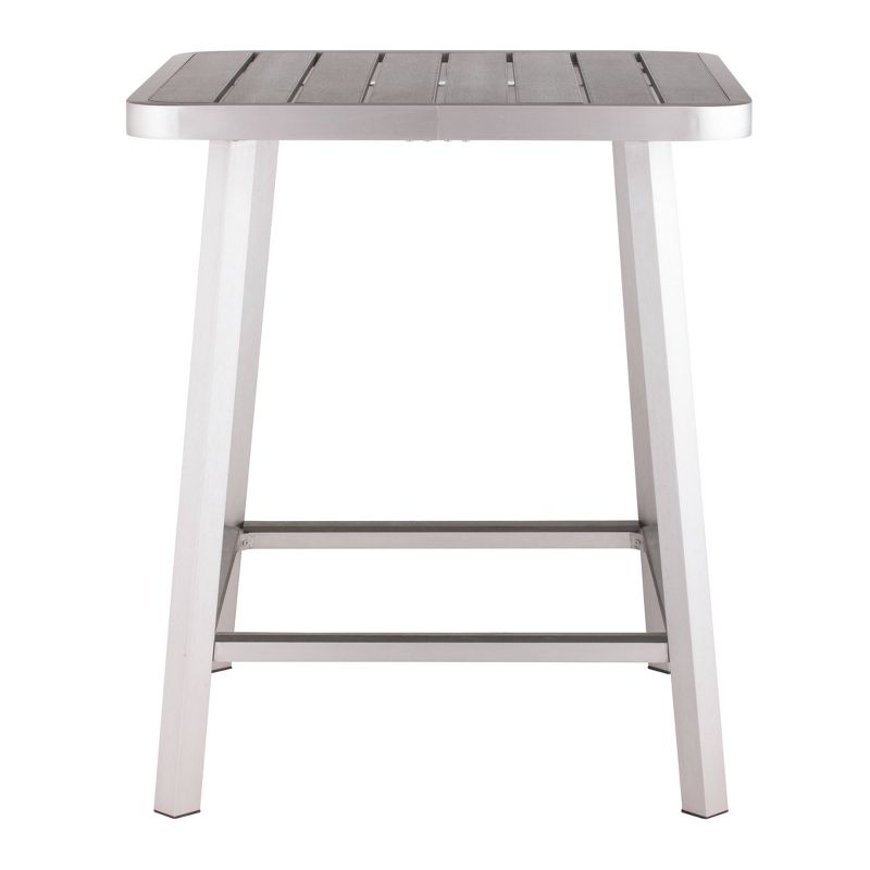Modern Brushed Aluminum 35" Square Bar Table - ZM Home