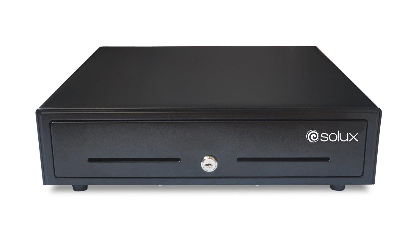 SOLUX, Point of Sales POS System Cash Drawer, Steel Heavy Duty, RJ11 RJ12 Key-Lock, 5 Bills 8 Coins removable Tray, Black