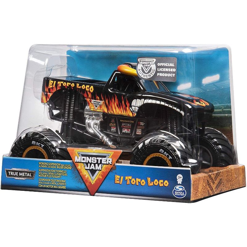 Monster Jam True Metal Official El Toro Loco Monster Truck 1:24 Scale Die Cast Car Model Toy with Working Wheels and All New Suspension System