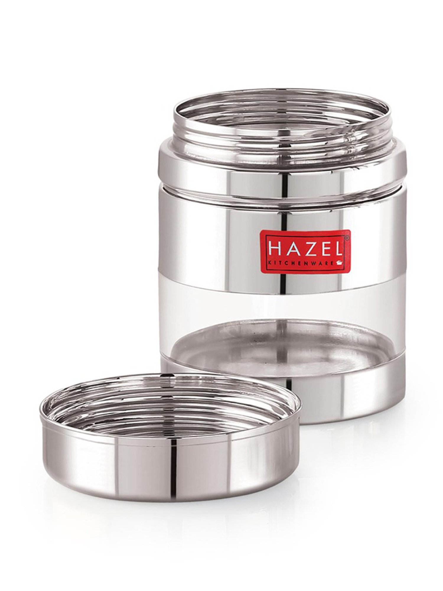 HAZEL Silver Stainless Steel Transparent Air Tight Container 400 ml