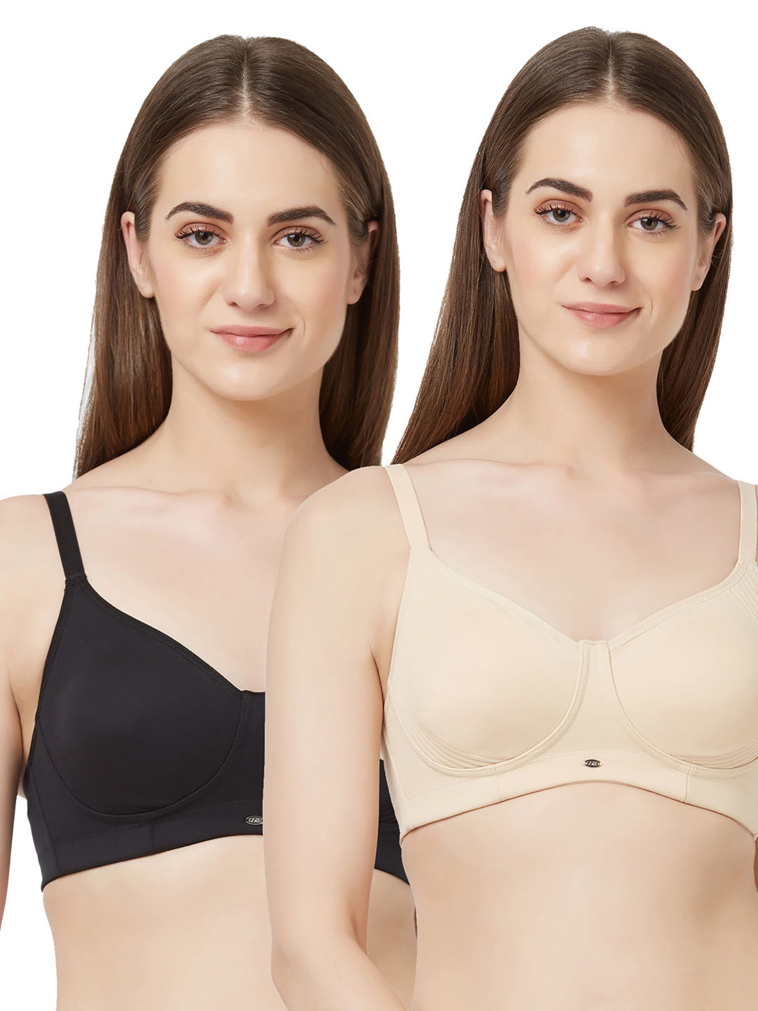 Soie Multicolor Non Wired Non Padded Everyday Bra - (Pack Of 2)