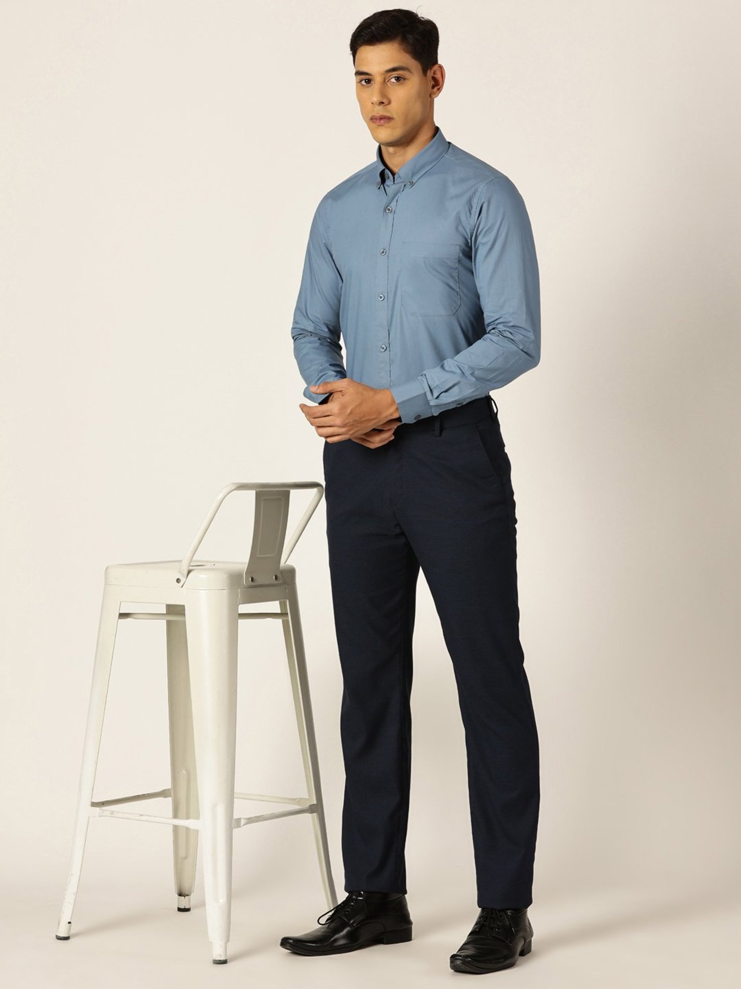 Thomas Scott Light Blue Smart Fit Cotton Shirt