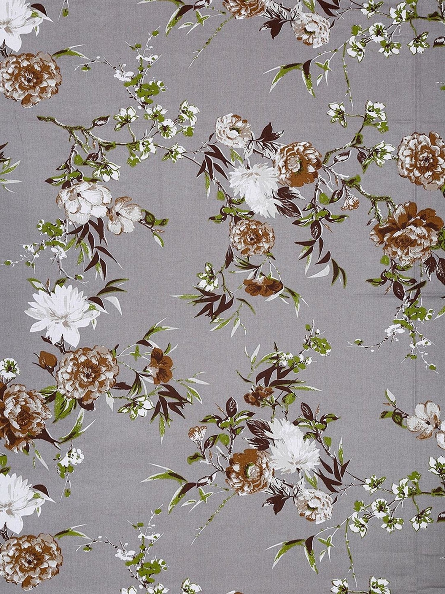 Swayam Zinnia Floral Grey 210 TC Cotton King Bedsheet with 2 Pillow Covers