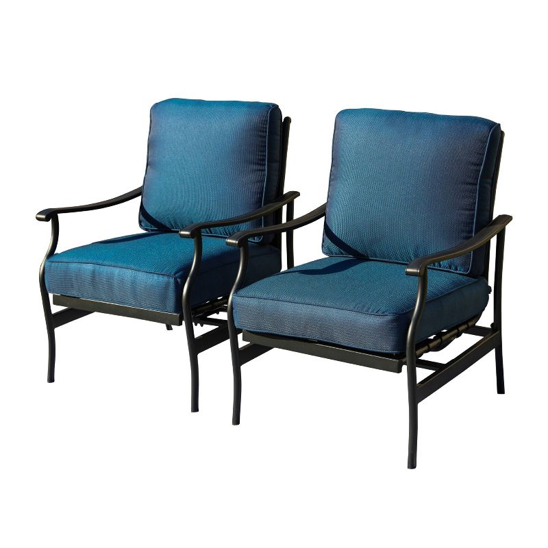 2pc Steel Outdoor Patio Accent Chairs Blue - Lokatse