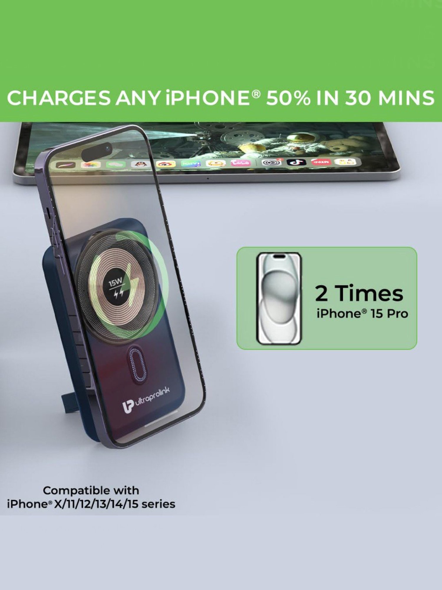 ULTRAPROLINK UM1114 10000 mAh Wireless Magnetic Mag-Safe Power Bank (Blue)