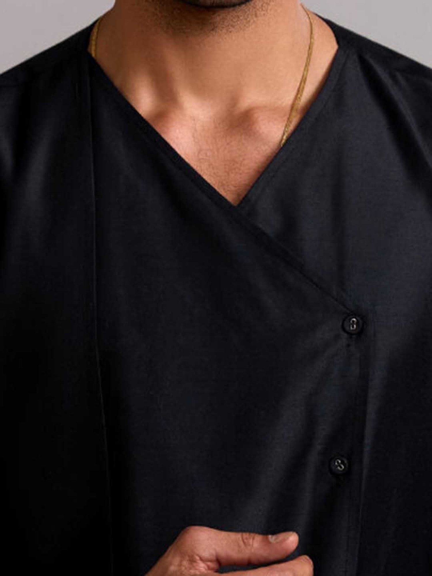 Abhishti Black Straight Fit Overlap Layered Panel Kurta