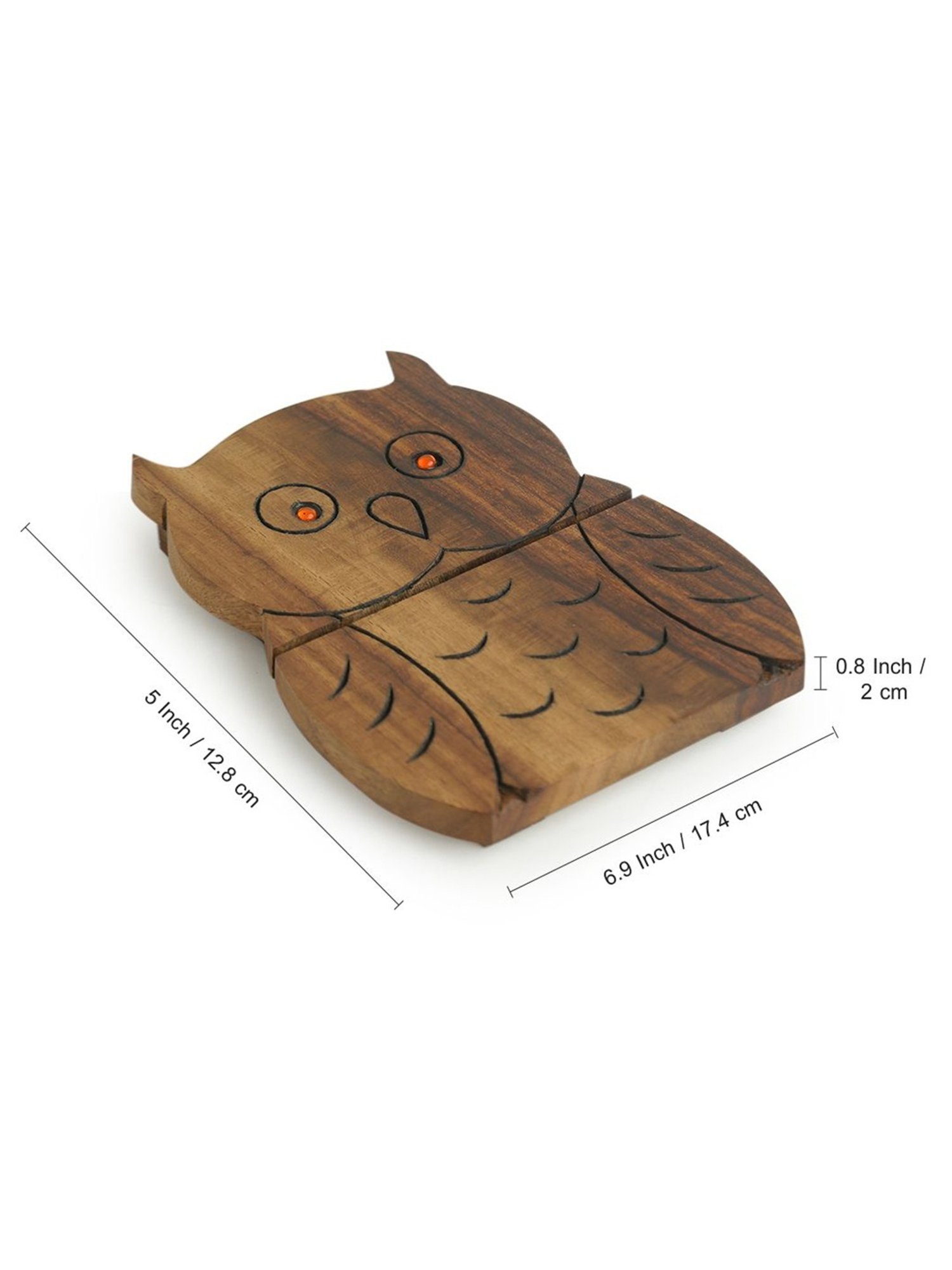 ExclusiveLane 'A Happy-Go-Lucky Owl' Hand Carved Trivet In Sheesham Wood