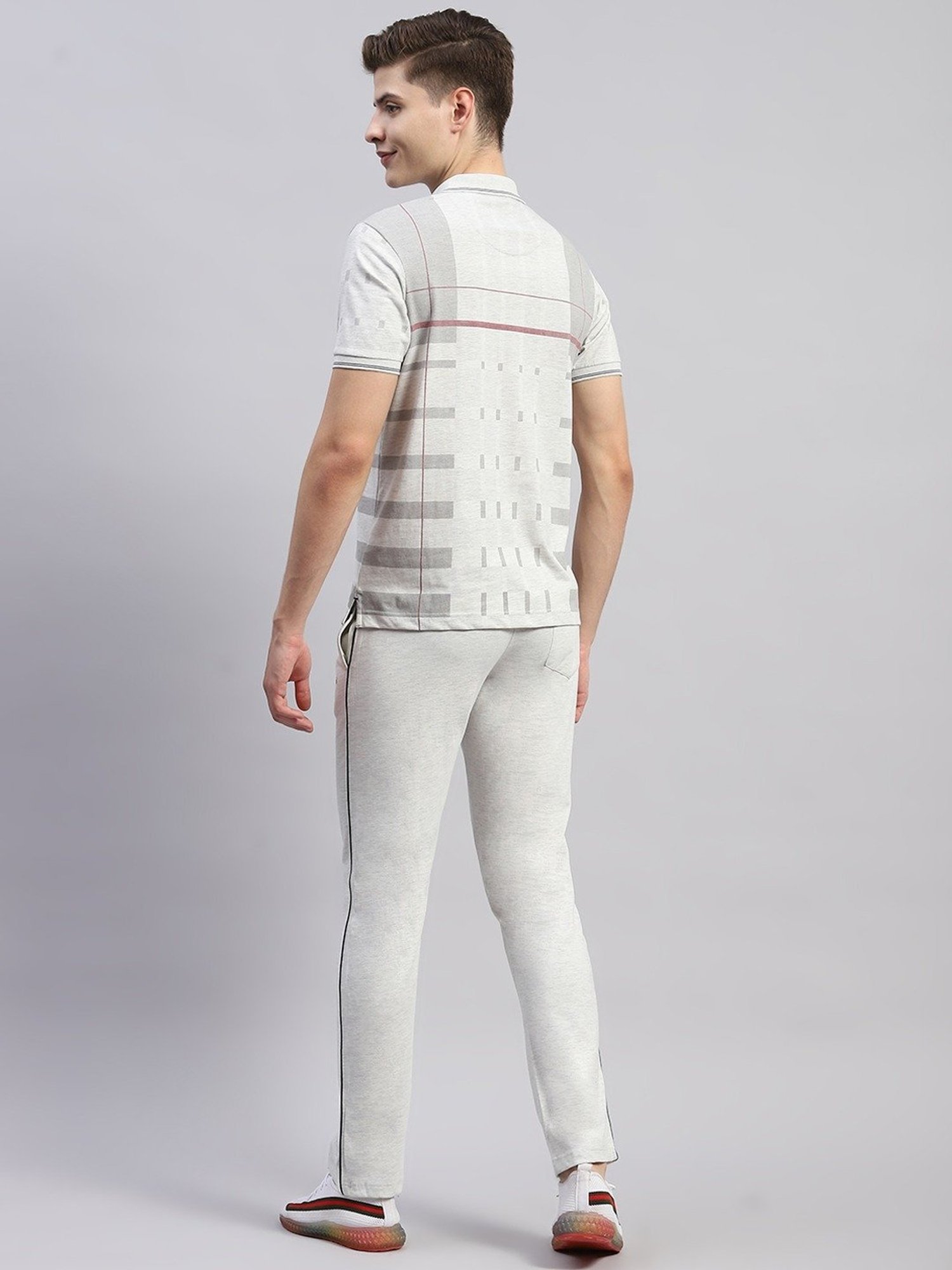 Monte Carlo Grey Regular Fit Striped Co-Ord Set