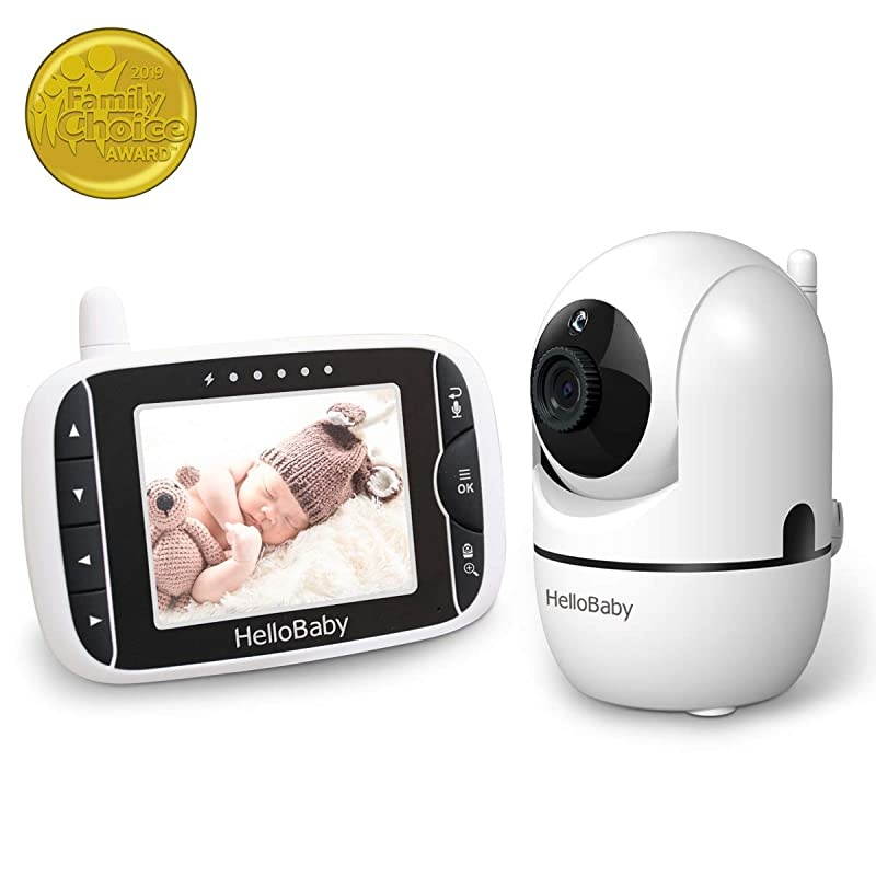 Monitor with Remote Pan-Tilt-Zoom Camera and 3.2'' LCD Screen, Infrared Night Vision (White with Black)