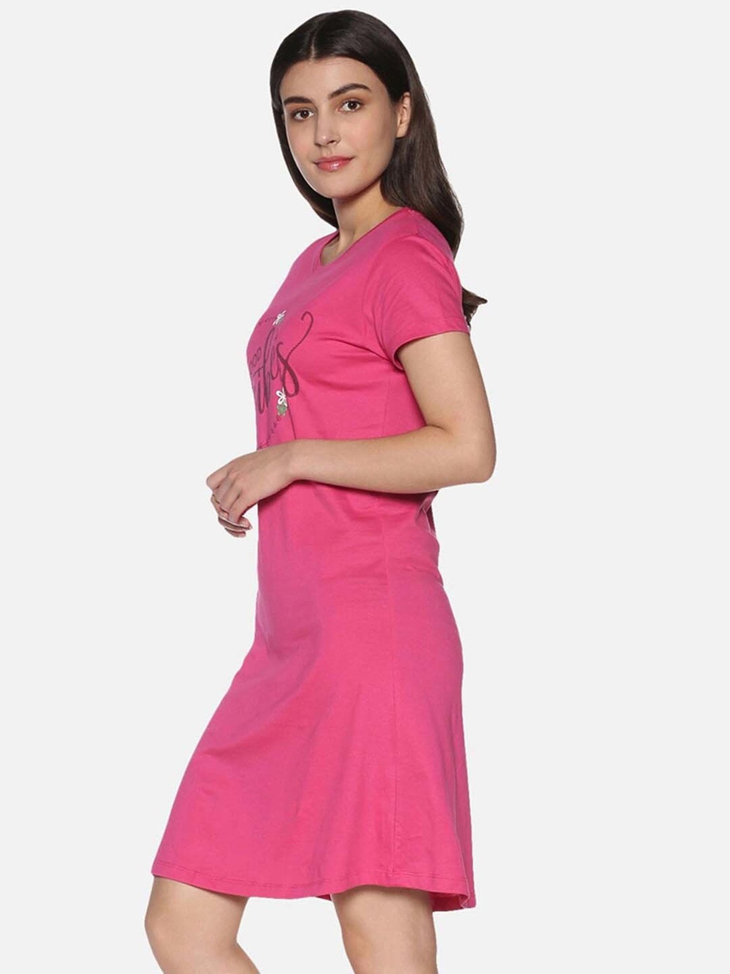 TWIN BIRDS Pink Printed Sleep Tee