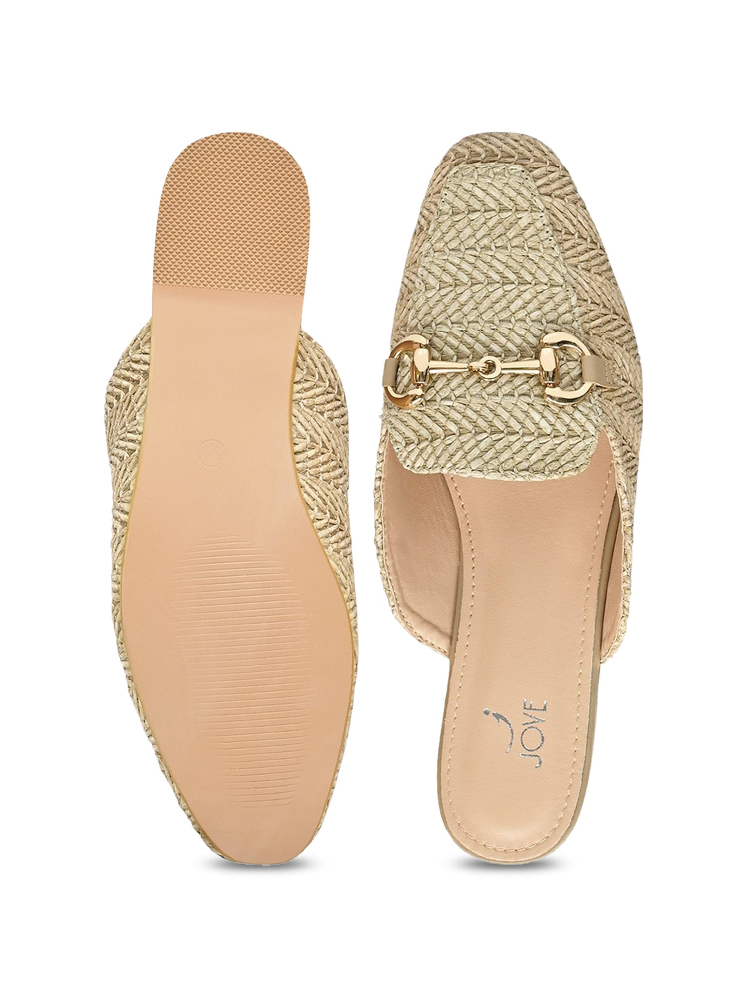 Jove Women's Beige Mule Shoes